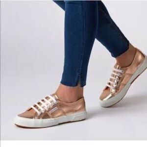 Superga rose gold lace up royalcore Princess Kate style US10 sneakers